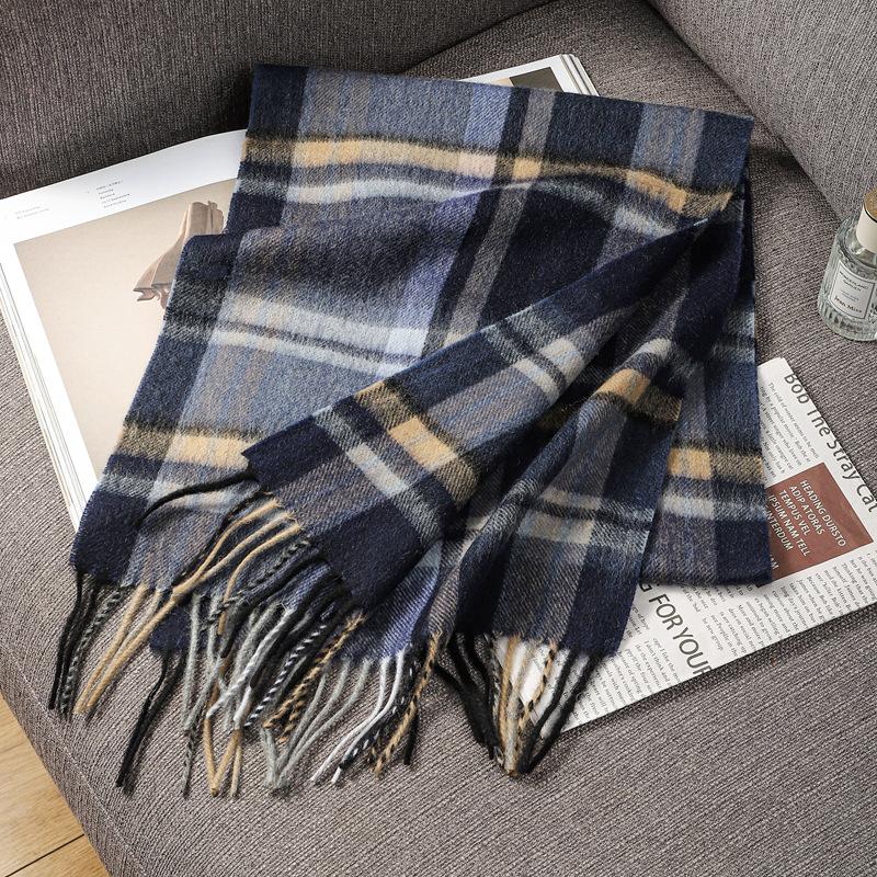 

Autumn and winter scarves 100% lamb wool scarves plaid scarves unisex fringed warm scarves 190cm