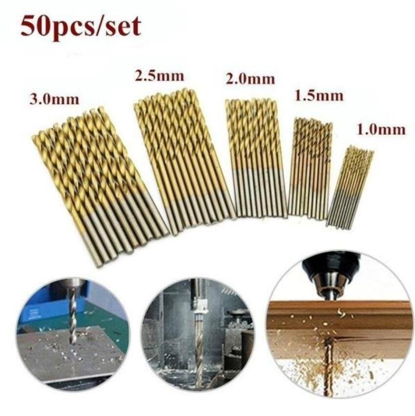 50pcs Mini Cobalt Drill Bit Set HSS Steel Titanium Straight Shank Twist Hand Tool