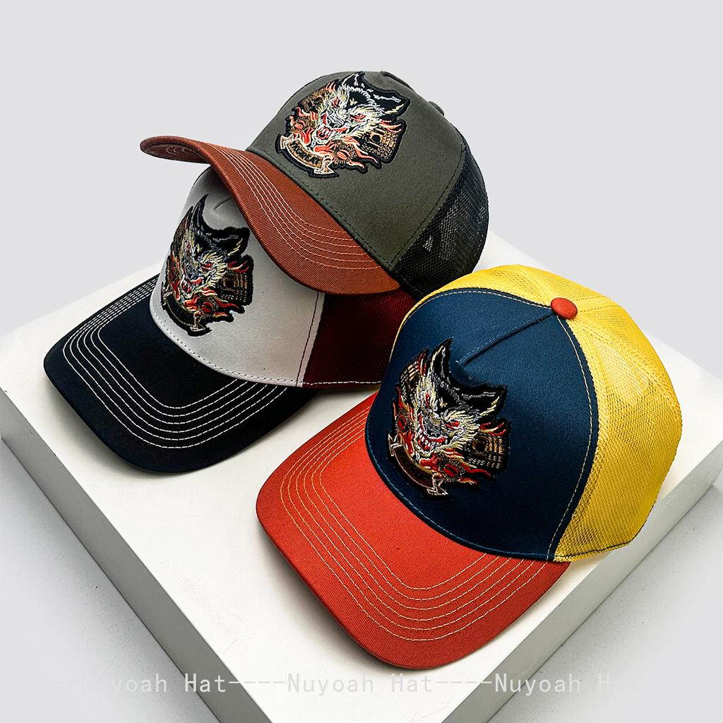 Baseball Head Dragon Stitched Stitching Embroidered Chic China Women Men For Neutral Gender Fresh Caps Peaked Hats Breathable Mesh Sunshade Color