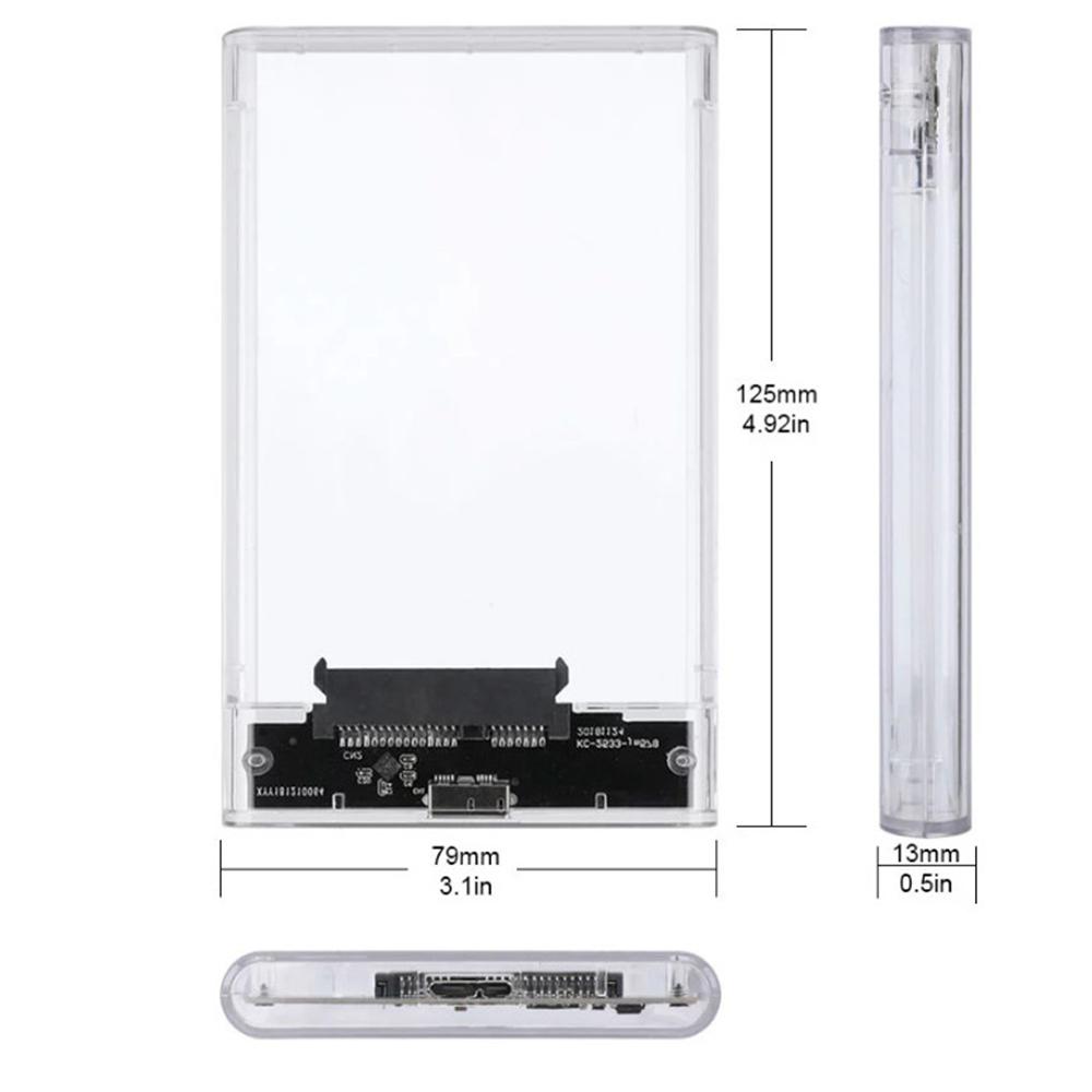 Hard Drive Enclosure 2.5-inch SATA Mobile Hard Disk Case External Clear HDD SSD