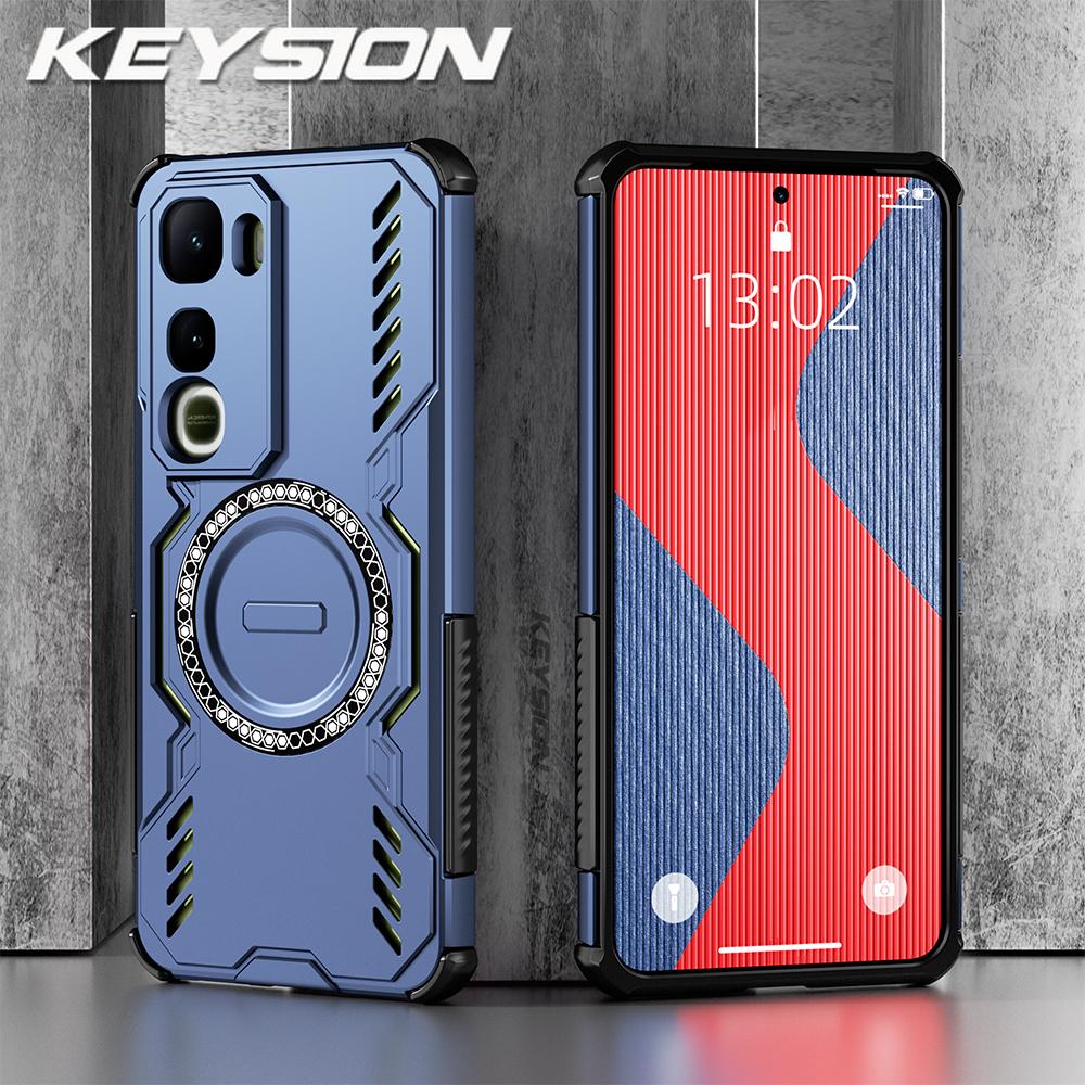 KEYSION Hollow Heat Dissipation Case for IQOO Z10 Lite Soft Silicone+PC Magnetic Cooling Shockproof Phone Cover for IQOO Z10 Lite