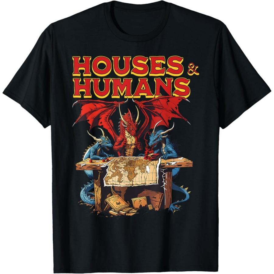 AOFCESQY Domy i Ludzie - Zabawna Koszulka w Stylu Retro z lat 90. dla Fanów Tabletopowych Gier RPG