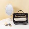 PVC Transparent Makeup Bag Solid Color Handheld Makeup Pouch Cute Mesh Cosmetic Bag  Lady