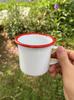 thick top quality 12oz 350ml enamel mug cup camping mug cup tea mug cup