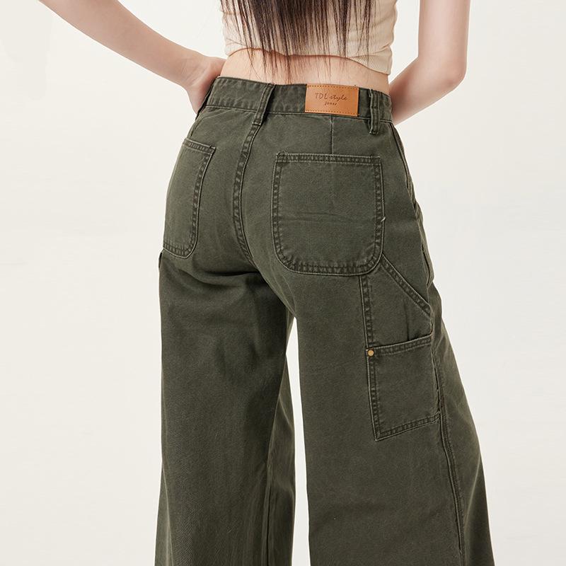 Women's Low Rise Retro Curved Blade Jeans - High Street Style, Loose Fit, Wide Leg, Casual.