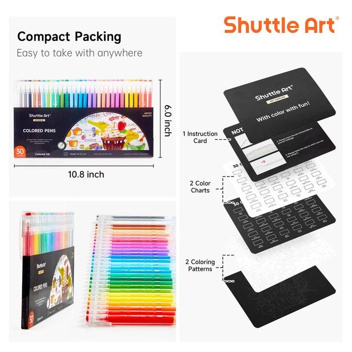 Shuttle Art Gel Pens 30 Colors 0.6mm Fine Tip - Journal, Illustration, Note-Taking (30 Count)