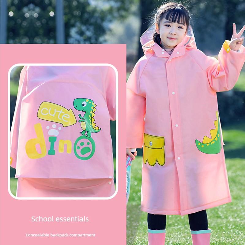 Cartoon Kids Primary School Student Schoolbag Raincoat Poncho Single Cartoon Big BRIM Anti-Blue Pink Raincoat Raincoat