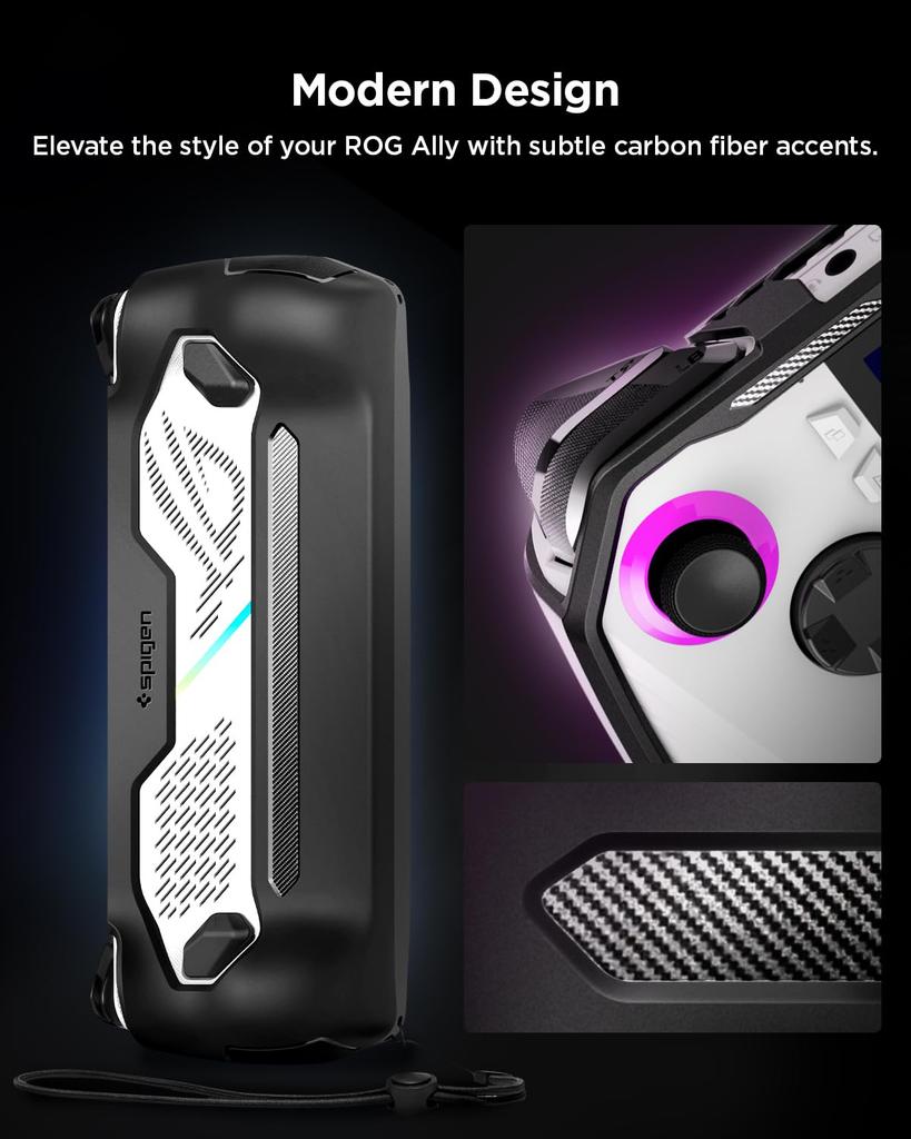 Spigen ASUS ROG Ally Case (2023) with Strap, TPU Scratch-Resistant Screen Protection, Shock-Resistant, Shock-Absorbing Rugged Armor, ACS06921 (Black)