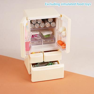 Miniature Refrigerator with Opening Door Realistic Plastic Kitchen Appliance for Toy Room Micro Scene Decor 1/12 Scale Pretend Play Accessory for