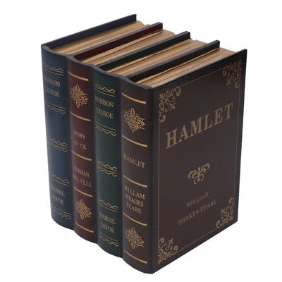 Book Trinket Vintage Style Textured Covered Gold Shade Storage Function Density Board Decorative Book Decoration for