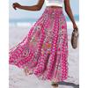 Women's Summer Elastic Waist Loose Long Printed Skirt