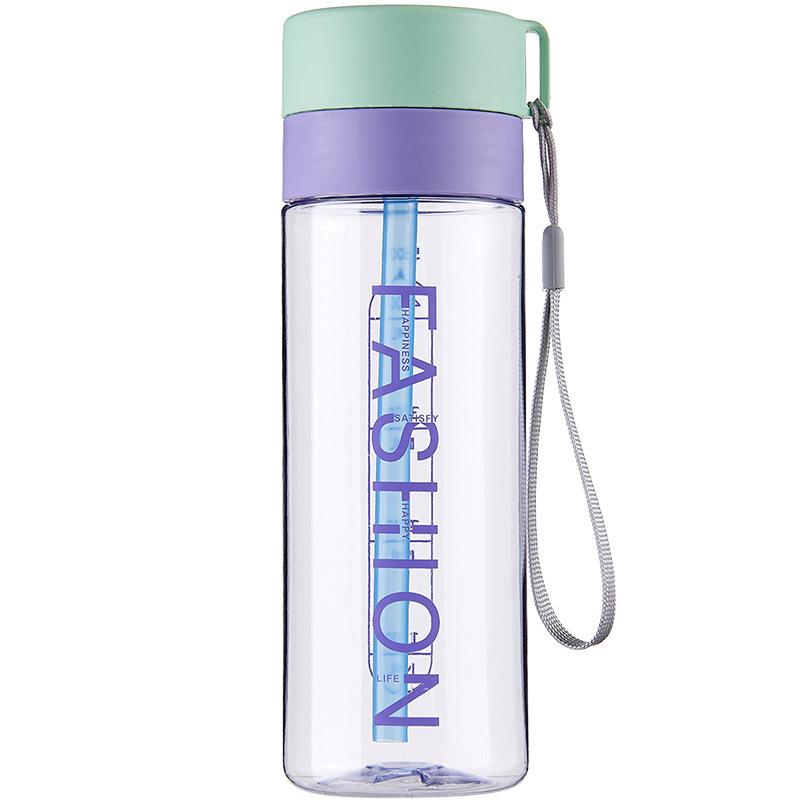 Creative Shatter-Proof Straw Cup Men's Women's Fitness Sports Water Bottle Student Dorm Portable Handle Plastic Cup