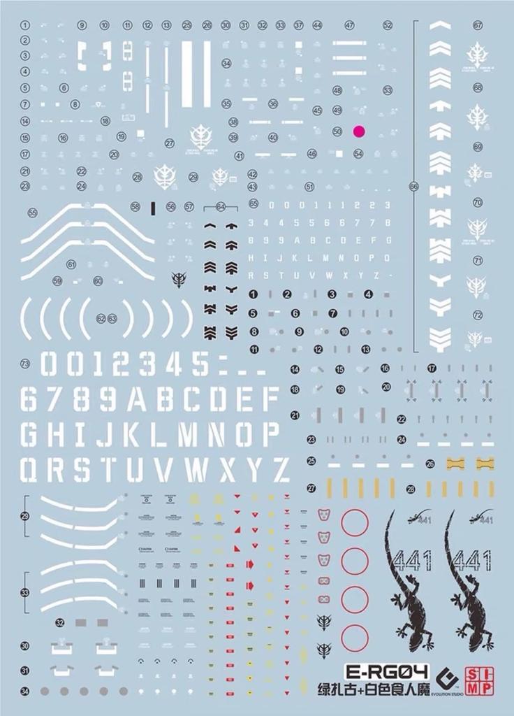 Fluorescent!! HG RG MG PG RE HiRM Robot MS Detail-Up Water-Transfer Decals (RG 1/144 MS-06F Mass-Produced Zaku II) [Parallel Import]