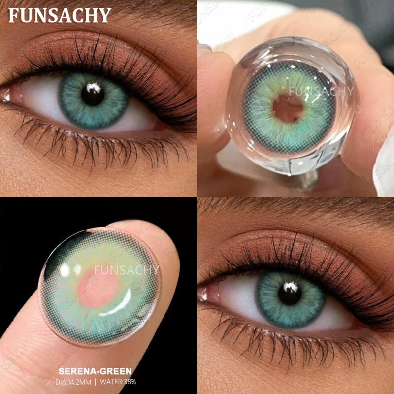

FUNSACHY 1 пара натуральных контактных линз для глаз с карими зрачками и серыми косметическими линзами для глаз, разноцветные мягкие линзы SERENA-GREEN