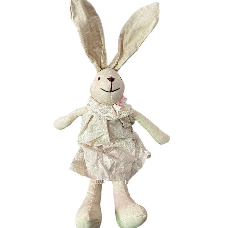 Nordic Cotton Linen Handmade Long-Legged Rabbit Doll - Children's Comfort Toy & Home Decor