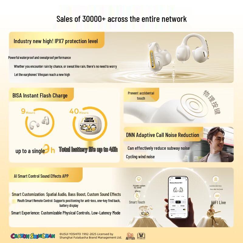 Baseus MC1 AI Open-Ear Clip-On Bluetooth Earphone Crayon Shin-chan Edition