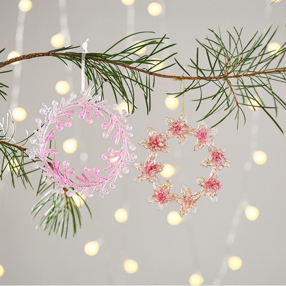 Christmas Tree Ornament Elegant Acrylic Christmas Pendant Glitter Christmas Decoration Transparent Acrylic Snowflake Ornament