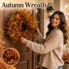 Artificial Autumn Wreath with Realistic Money Leaf and Berry Accents for Home and Farmhouse Seasonal Decoration Indoor Outdoor Use
