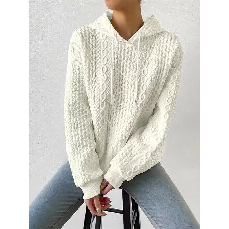 Locker sitzendes lässiges Damen Langarm Kapuzensweatshirt Pullover Jumper Kapuzenpullover