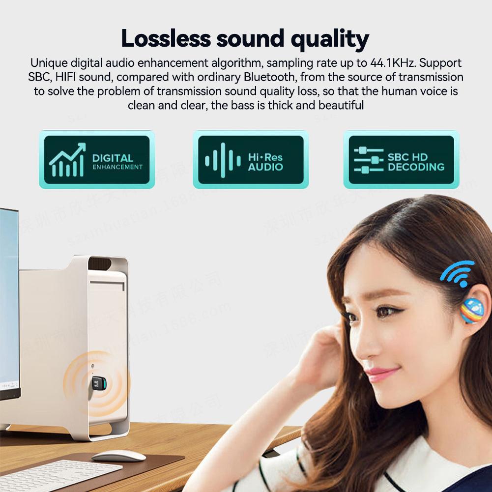 USB Bluetooth 5.4 Adapter Receiver Transmitter Drive Free for PC Speaker Wireless Mouse Keyboard Music Audio