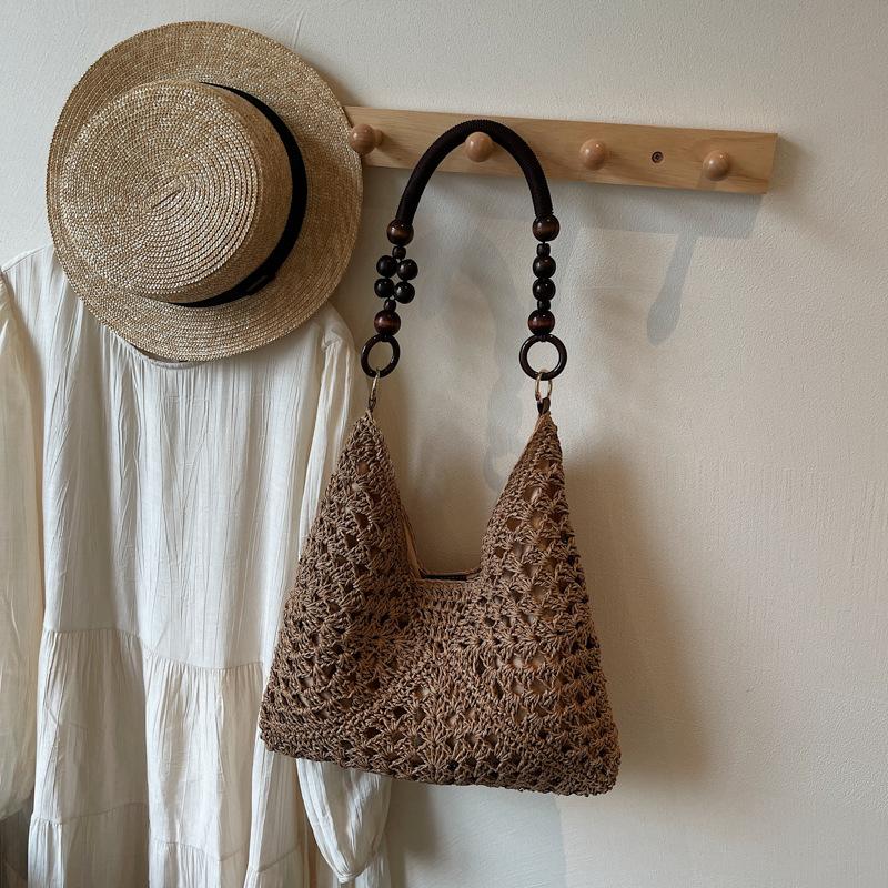 Large Capacity Hollow Bag Women's Summer New Shoulder Woven Straw Bag Seaside Vacation Beach Bag