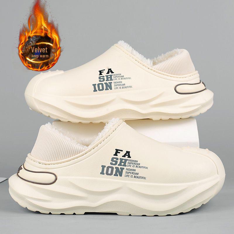 

Мужские водонепроницаемые хлопковые тапочки для улицы: Новые модели осень/зима, мягкие, нескользящие, теплые, для дома, на толстой подошве, меховые туфли 44-45