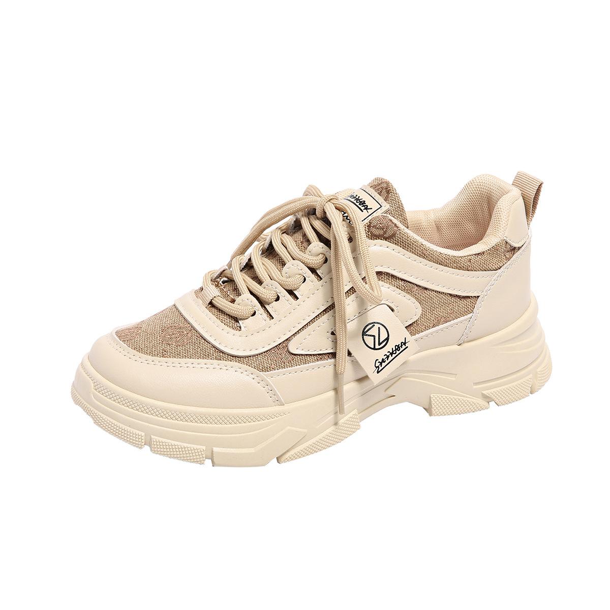 

Новые маленькие белые туфли женские 2024 осень сетка вышивка дышащие кеды универсальные толстая подошва увеличивающие рост повседневные туфли 35 хаки