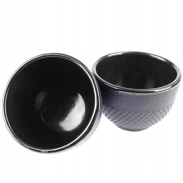 Cast Iron Cups 2 Pcs. Cast Iron Set For Tea And Herbs, Black Enamelled