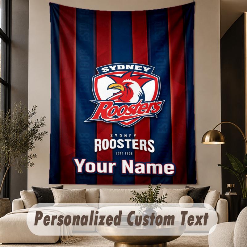 Custom Text Tapestry Sydney Roosters Print Wall Tapestry Indoor Living Room Wall Decor