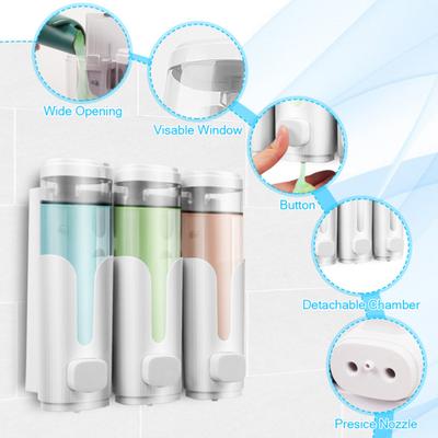 Tvålpump Väggmonterad Badrumsorganisatör Schampobalsam Duschgel Platsbesparande Tryckpump Vätskedispenser