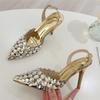 Eilyken Sexy Slingback Pointed Toe Women Pumps Elegant Crystal PVC Transparent Thin High Heels Party Prom Female Shoes