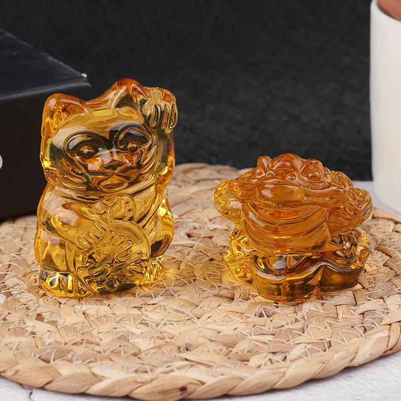 Chinese Yellow  Feng Shui Lucky Cat Fortune Frog Gift Home Decorations