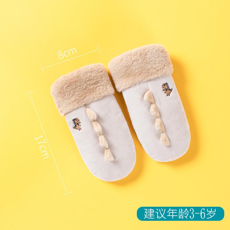 Warme Dinosaurier-Kinderhandschuhe, Wildleder-Cartoon-Kinderhandschuhe Großhandel, verdickte Fleece-Fäustlinge