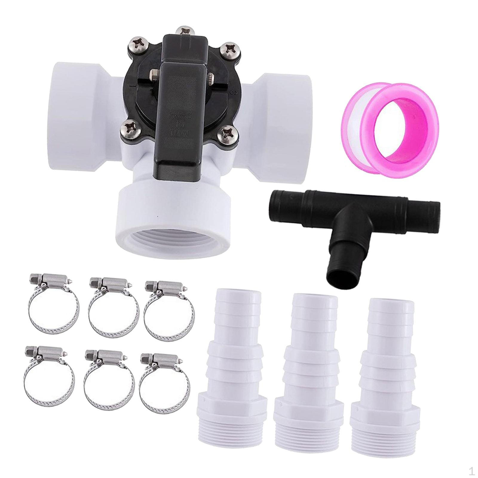 Three Way Diverter Valve Hose Connector with Pipe Clamps Pool Hoses Connection Fittings for