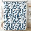 Modern Floral Bath Curtain with Waterproof Shower Fabric Blue and White Leaf Pattern Decorative Shower Curtains for Bathroom