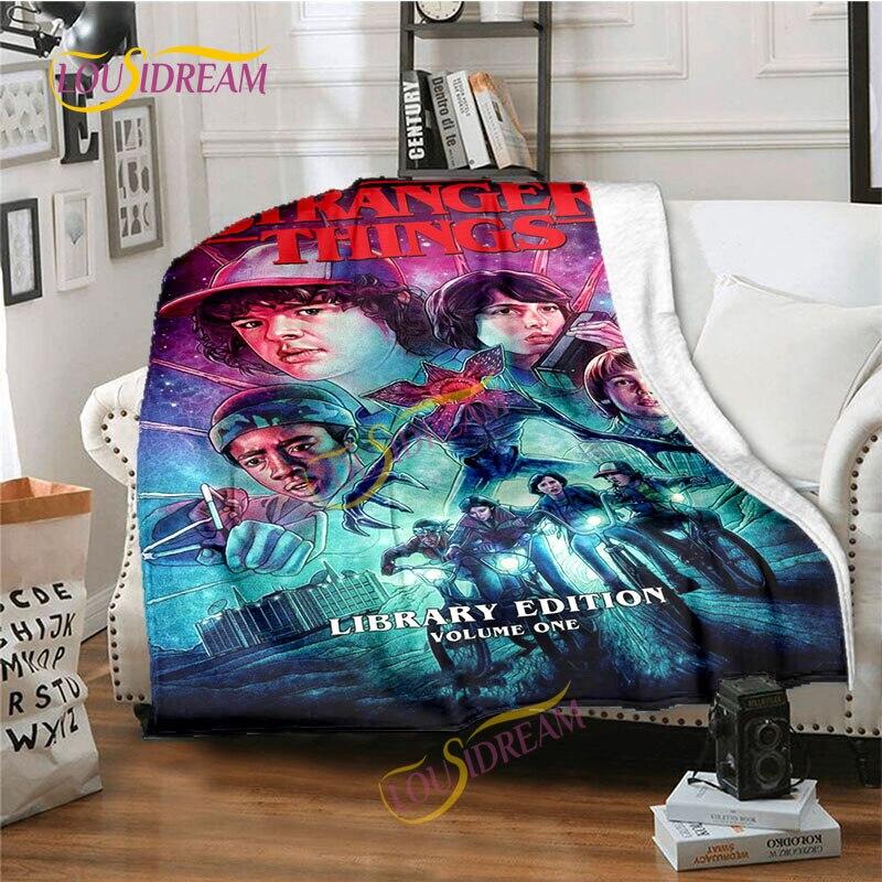 Stranger Things Flannel Blanket  Warm Comfort  Blanket Home Office Noon Break Blanket Travel Bed Sofa Washable Blanket.