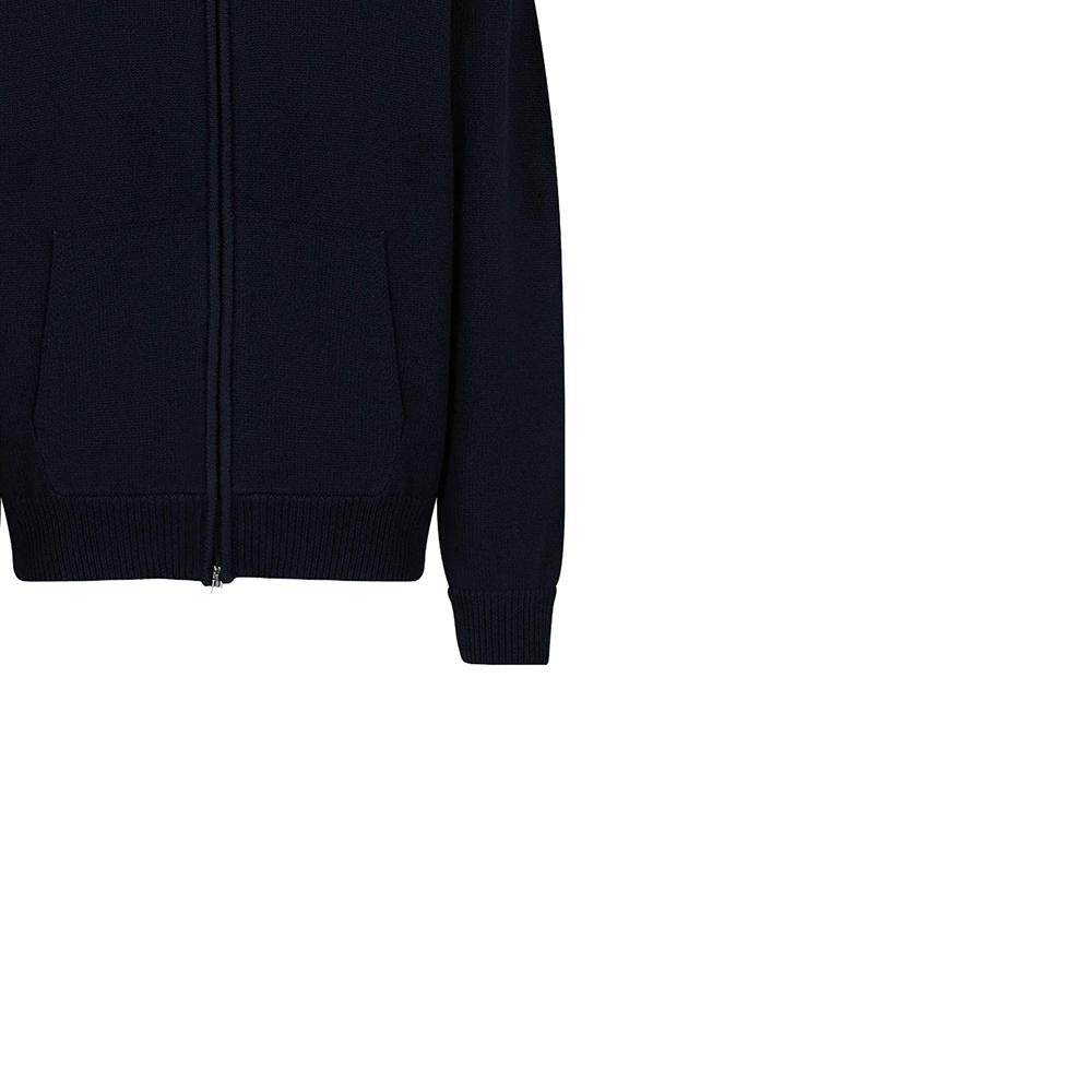 Emporio Armani Solid Color Hooded Zip Knit Sweater Men Sweaters Navy-Blue 6R1MX6-1MNAZ-0920