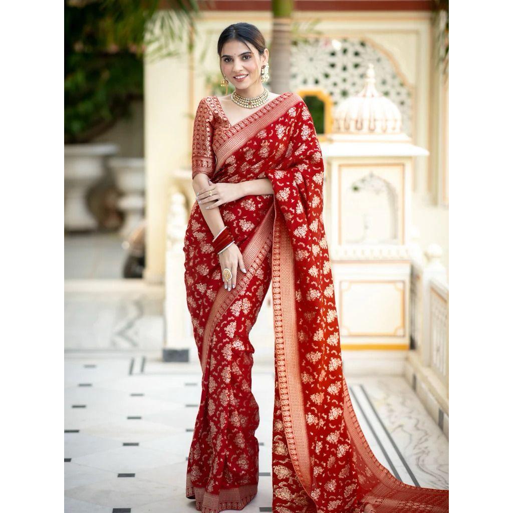 Stylish Wedding Sarre for Women ,Blouse (Need To Be Stitched As Per Size And Fit)