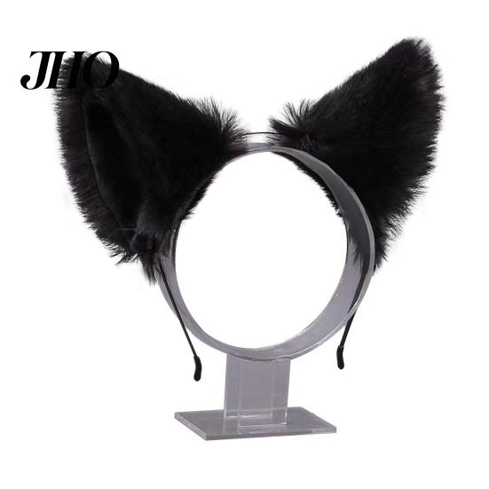Tiara Ajustável Orelhas de Gato de Pelúcia Cosplay Festa Halloween Feito à Mão Leve Aro de Cabelo Adereço para Fotografia de Ambiente Festivo