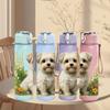 1PC Puppy Surrounded By Grass Print 750ml Color Plastic Sports Water Bottle Leakproof Flip Straw Lid Suitable for Sports Office Home Use