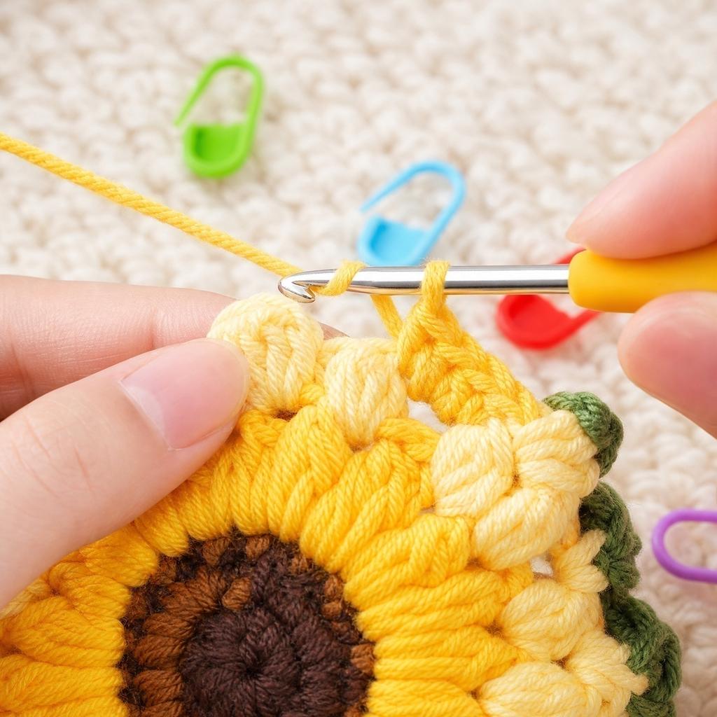 Háčkovací sada na slunečnicovou tašku DIY Ručně vyráběná crossbody kabelka s kompletní sadou příze, háčků, značkovačů a příslušenství pro kreativní projekty