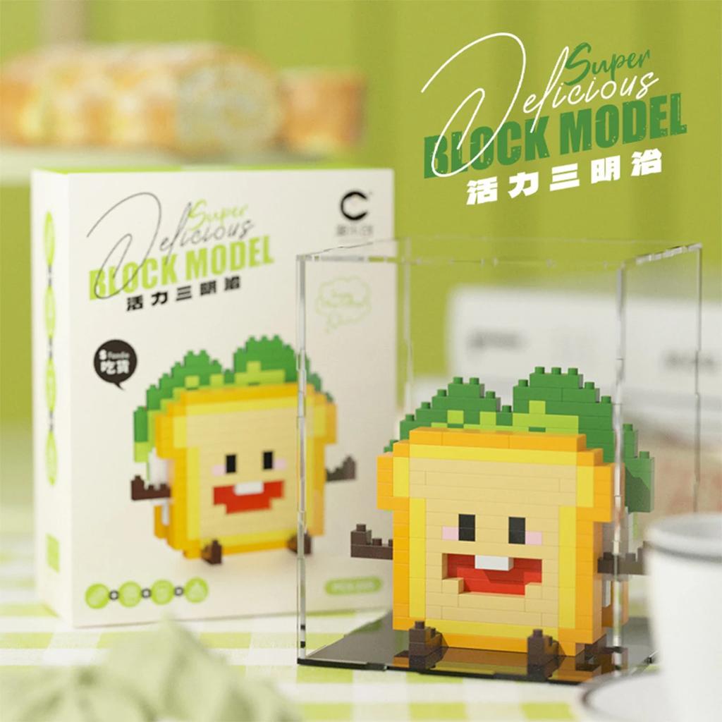 Mini Cartoon Food Figure Building Blocks Hamburg Swiss Roll Assembled Avocado Model Bricks Sandwich Puzzle Kids Toys Girls Gifts