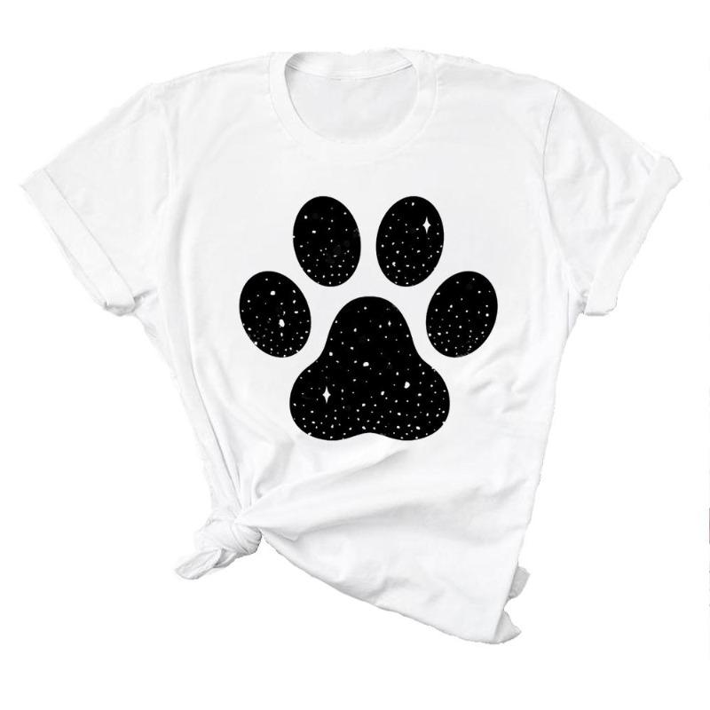 Women Printing Short Sleeve T-shirt  Paw Dog Pet  Casual Fashion Clothes  T Tee Top Print  Female Clothing Graphic T-shirt