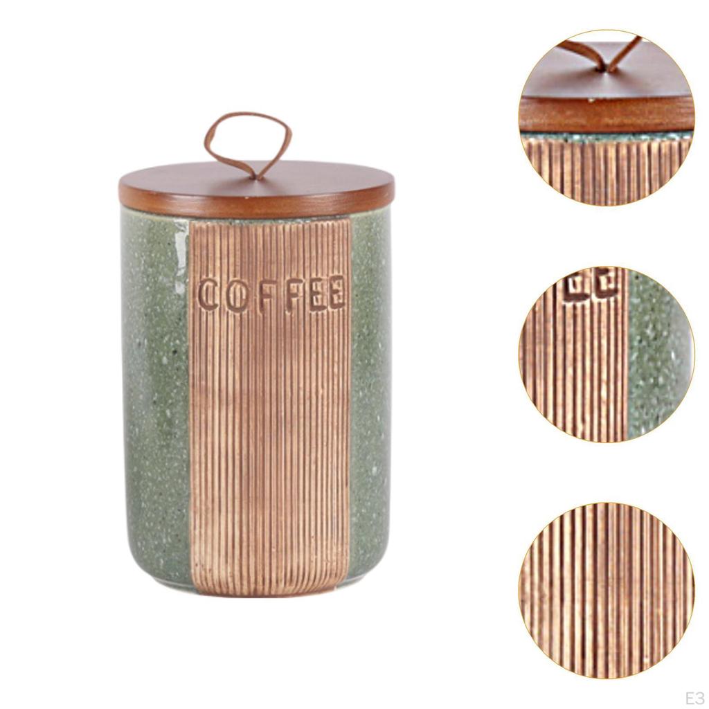 Airtight Food Jar with Wooden Lid, Kitchen Canister for Countertop Display