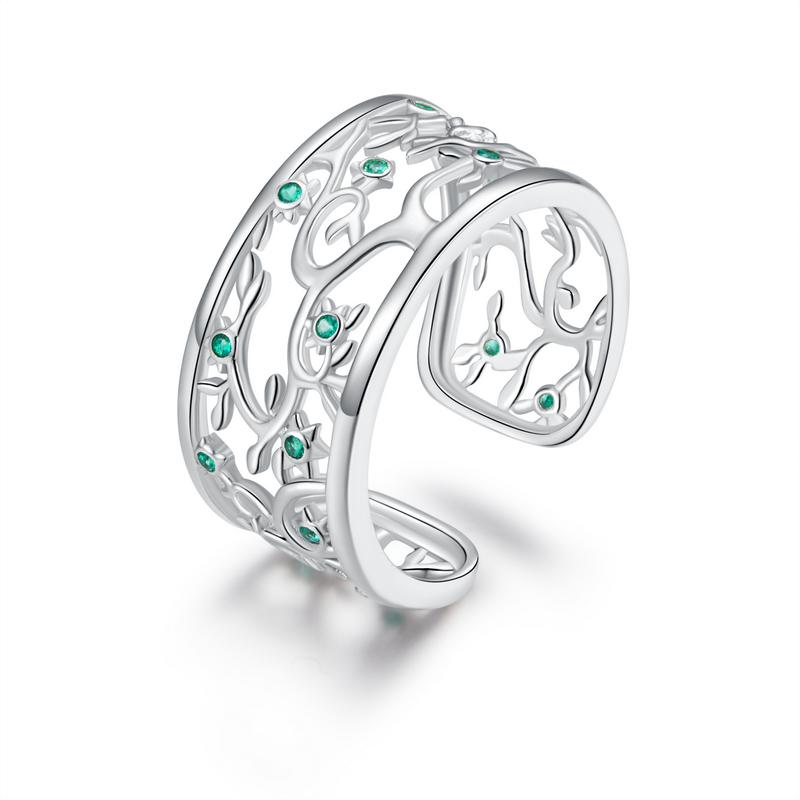 

WOSTU Cocktail Ring New 925 Silver Tree of Life Stackable Finger Rings for Women Fashion Wedding Jewelry CTR125