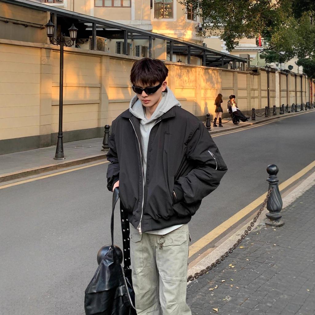 American bomber bomber jacket men's spring and autumn high street cleanfit jacket tide brand lapel baseball jersey tide