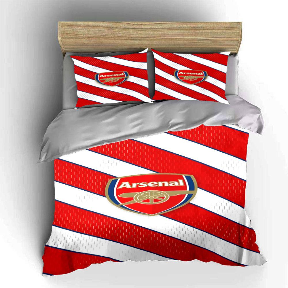 Rote Streifen, Arsenal-Logo. Bettwäsche-Sets Bettbezug-Sets Bettbezüge Kissenbezüge(1* Bettbezug 2* Kissenbezüge ohne Bettdecke)