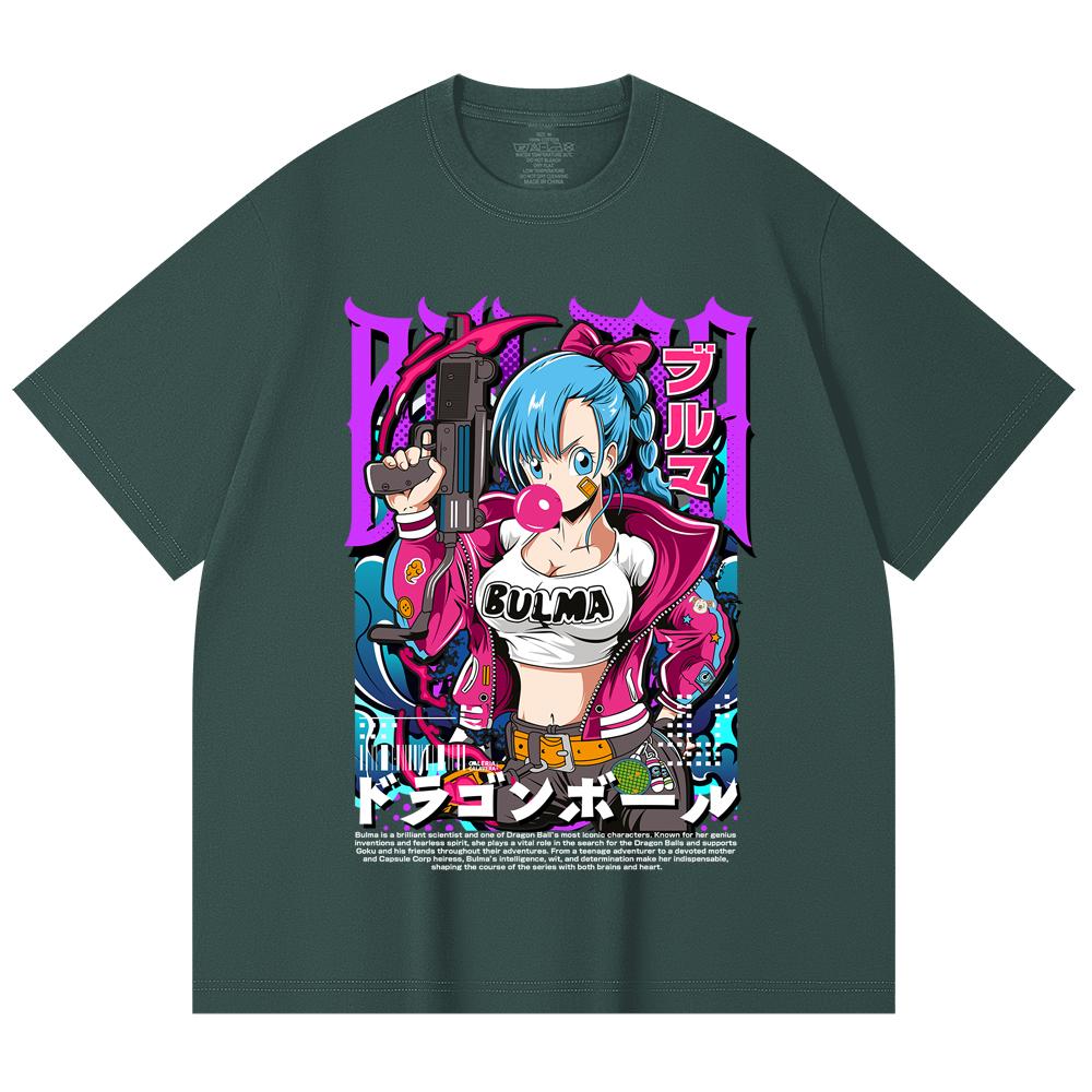 100% Cotton Dragon Ball V66 Bulma Print Unisex Heavy Cotton T Shirt