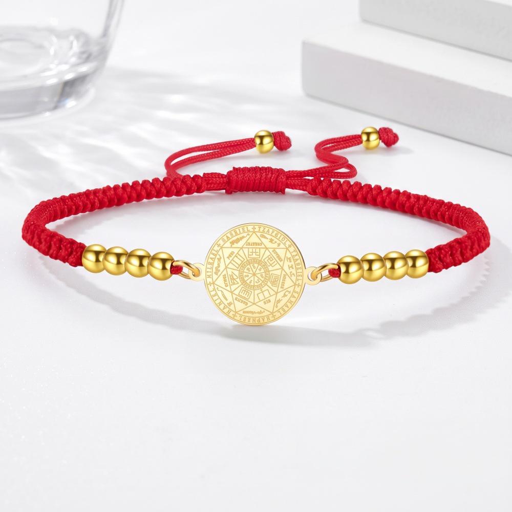 Solomon's Seven Archangels Adjustable Bracelet with Stainless Steel Beads - Couple's Luck Charm.