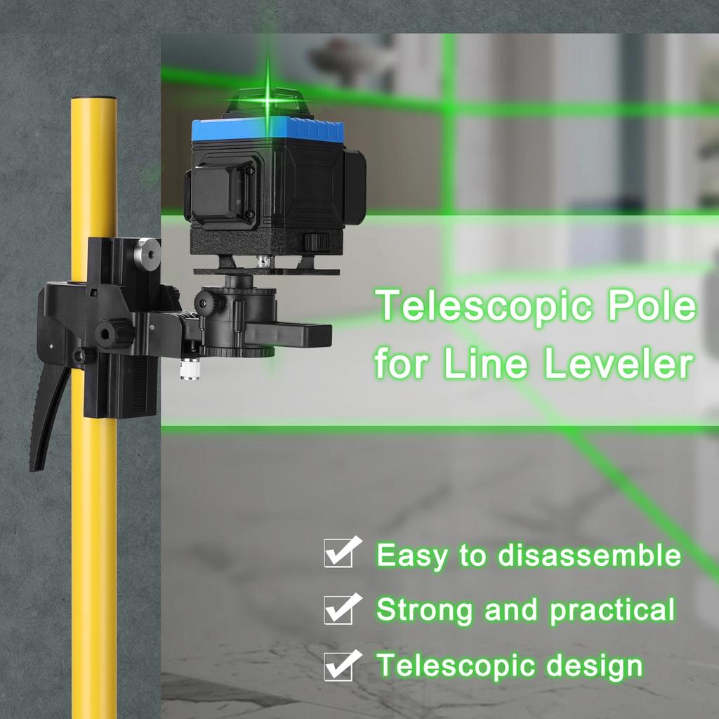 Max 4.2m Height Adjustable Line Leveler Stand Bar Telescopic Bracket 1/4'' Thread Lift Extend Holder for Laser Level Bracket Set